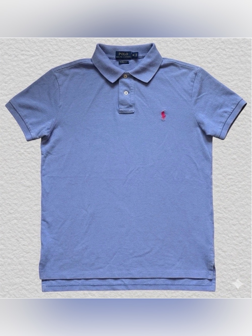 Polo Ralph Lauren Custom Fit Polo Shirt Men's Medium Periwinkle Blue Pink Pony⁠